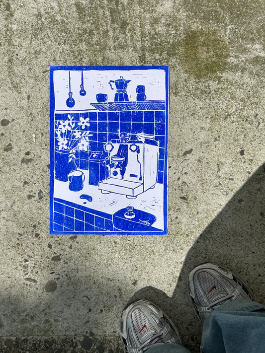 Coffee Corner Print Blau