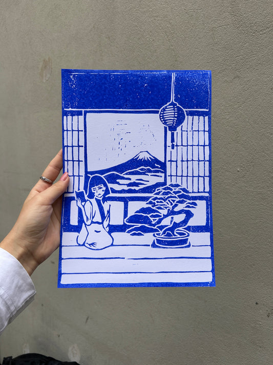 Fuji Linoldruck Blau